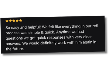 Client review describing a smooth and simple refinancing experience with The Legacy Team