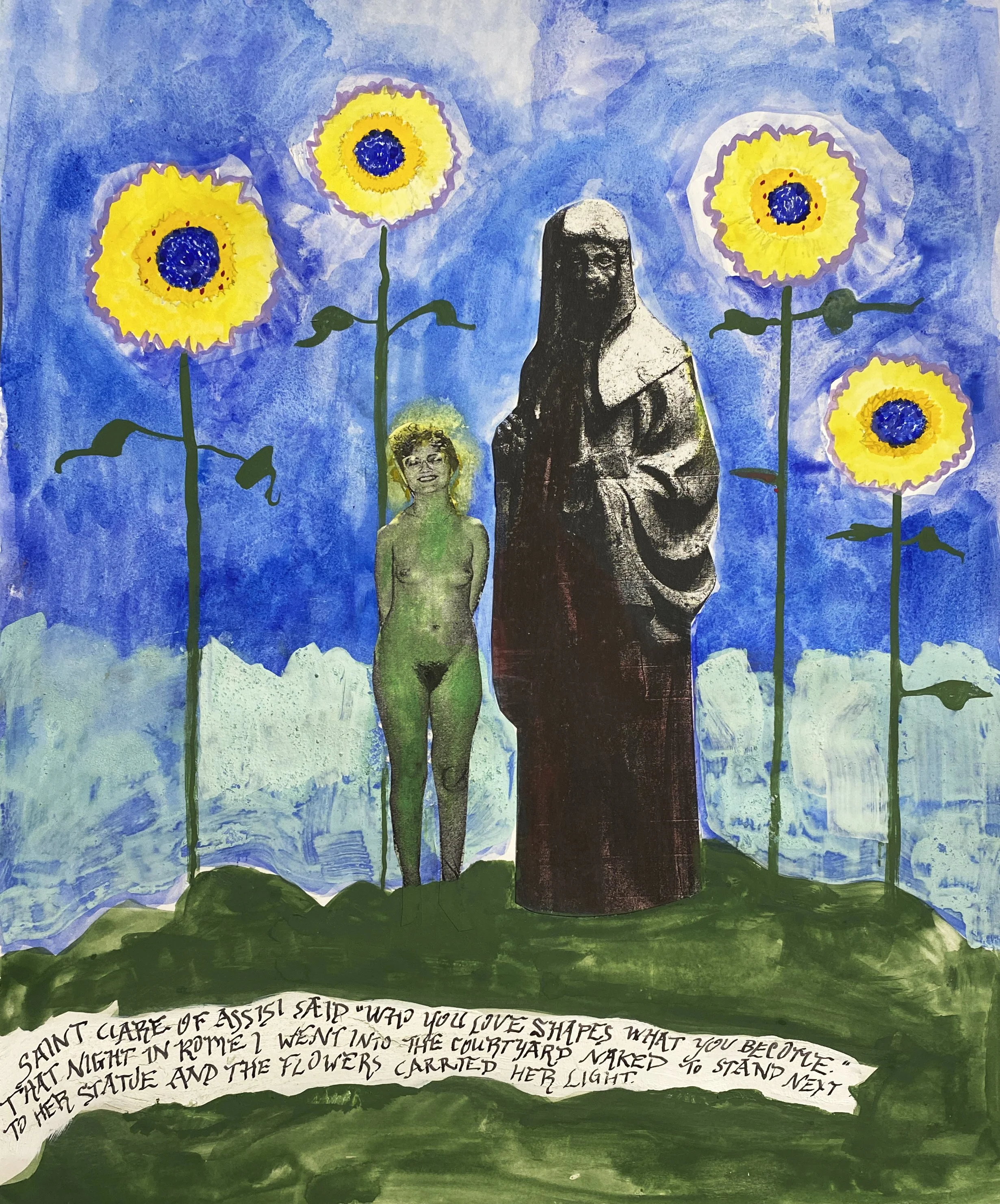 Saint Clare, Mixed Media on Paper, 2025