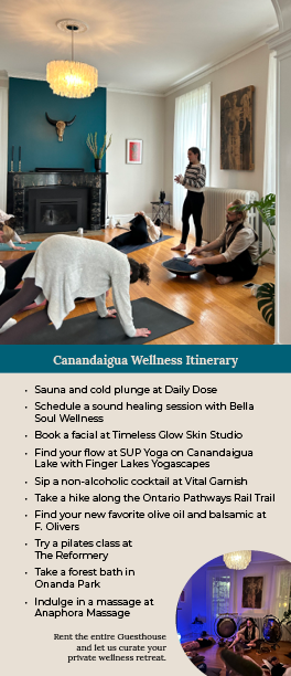 A rack card describing wellness based activities found in Canandaigua