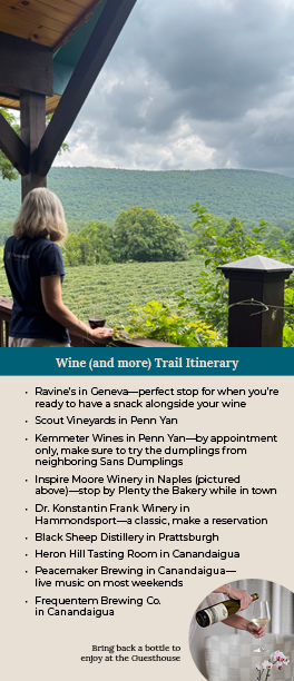 A rack card that shares an itinerary for wine tasting