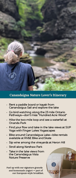 A rack card with an itinerary for exploring nature in Canandaigua
