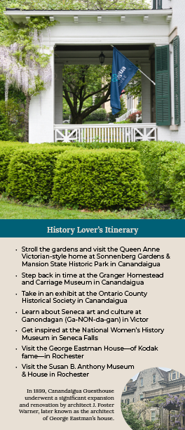 A rack card describing activities to learn about the history of Canandaigua