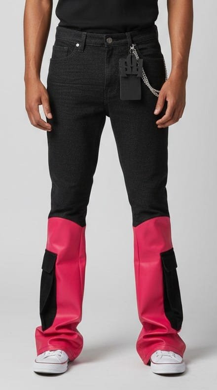 Stylo Flared Stacked Multi Fabric Jeans