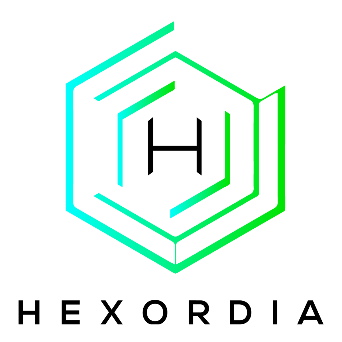 3D abstract graphic with green and blue lines forming a cube shape and the letter 'C' in the center.