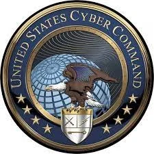 Seal of the United States Cyber Command with an eagle, globe, and shield