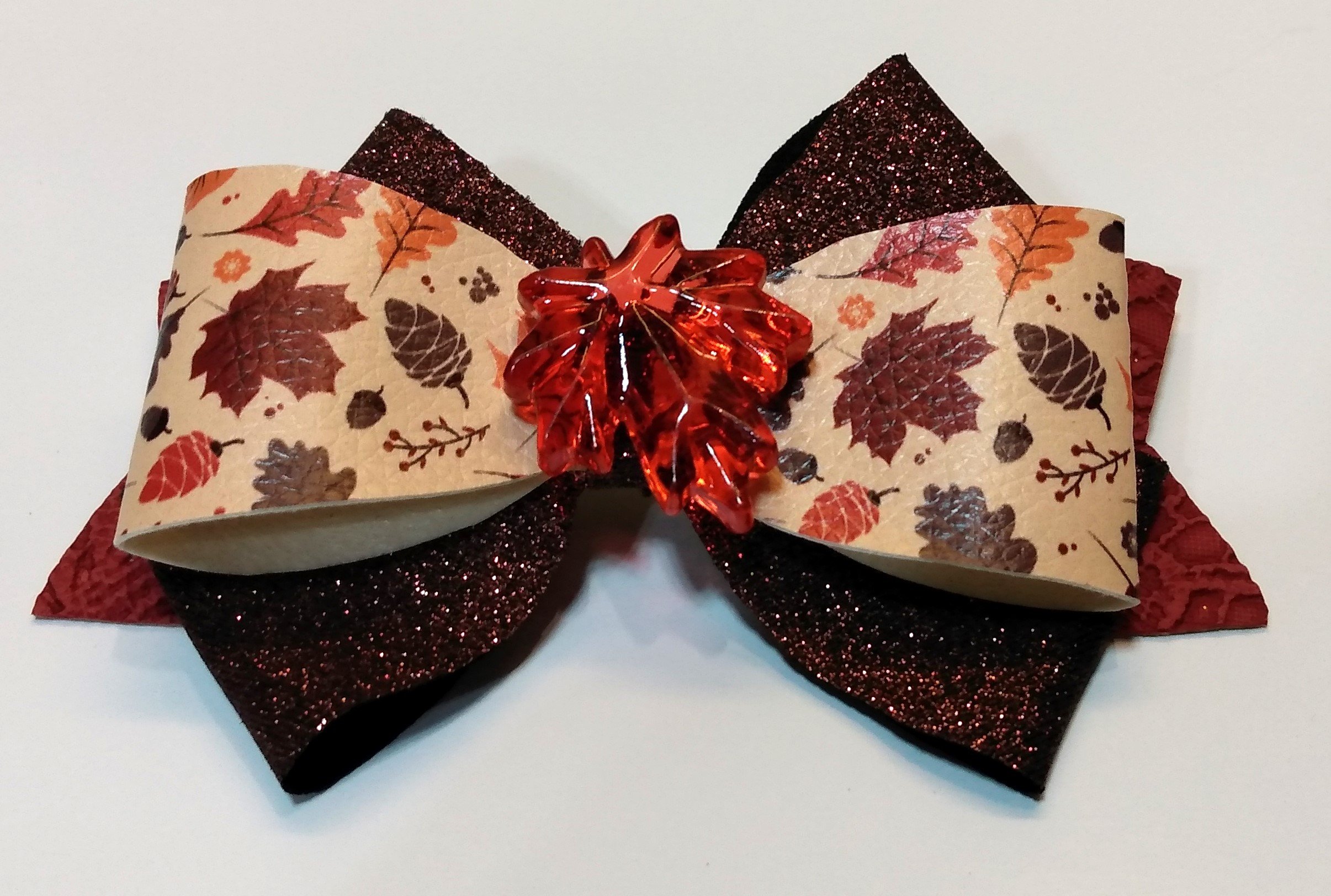 Three Layer Fall Faux Leather Hair Bows