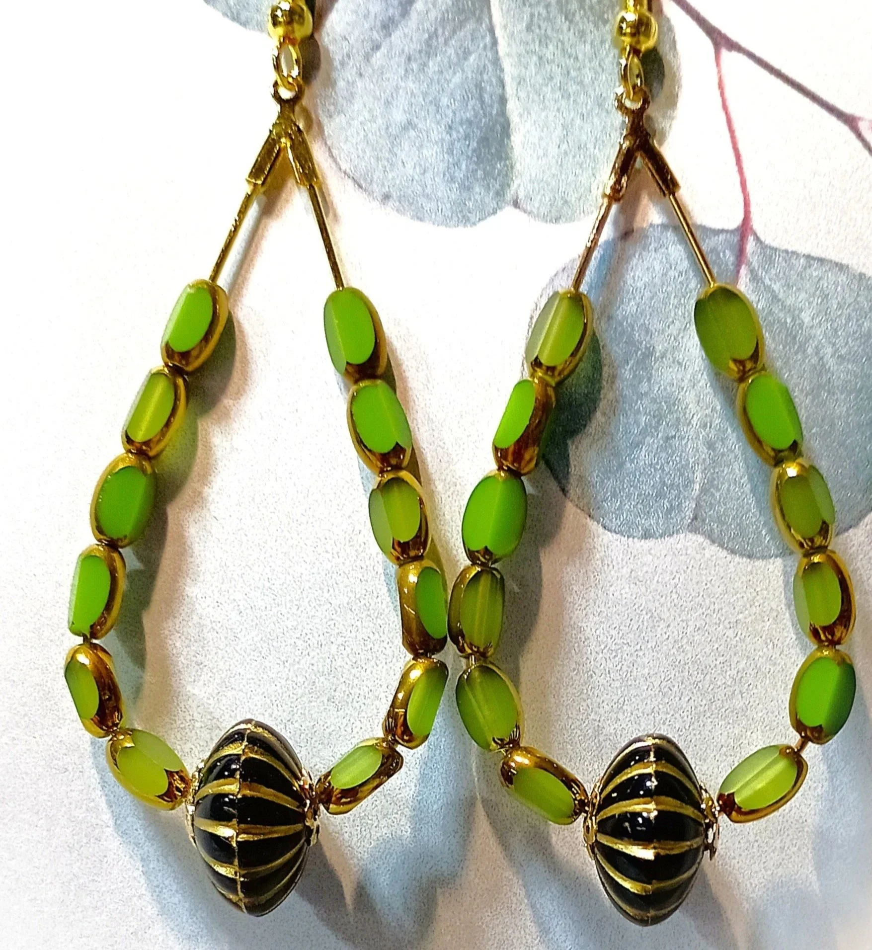 Green Glow Hoop Earrings