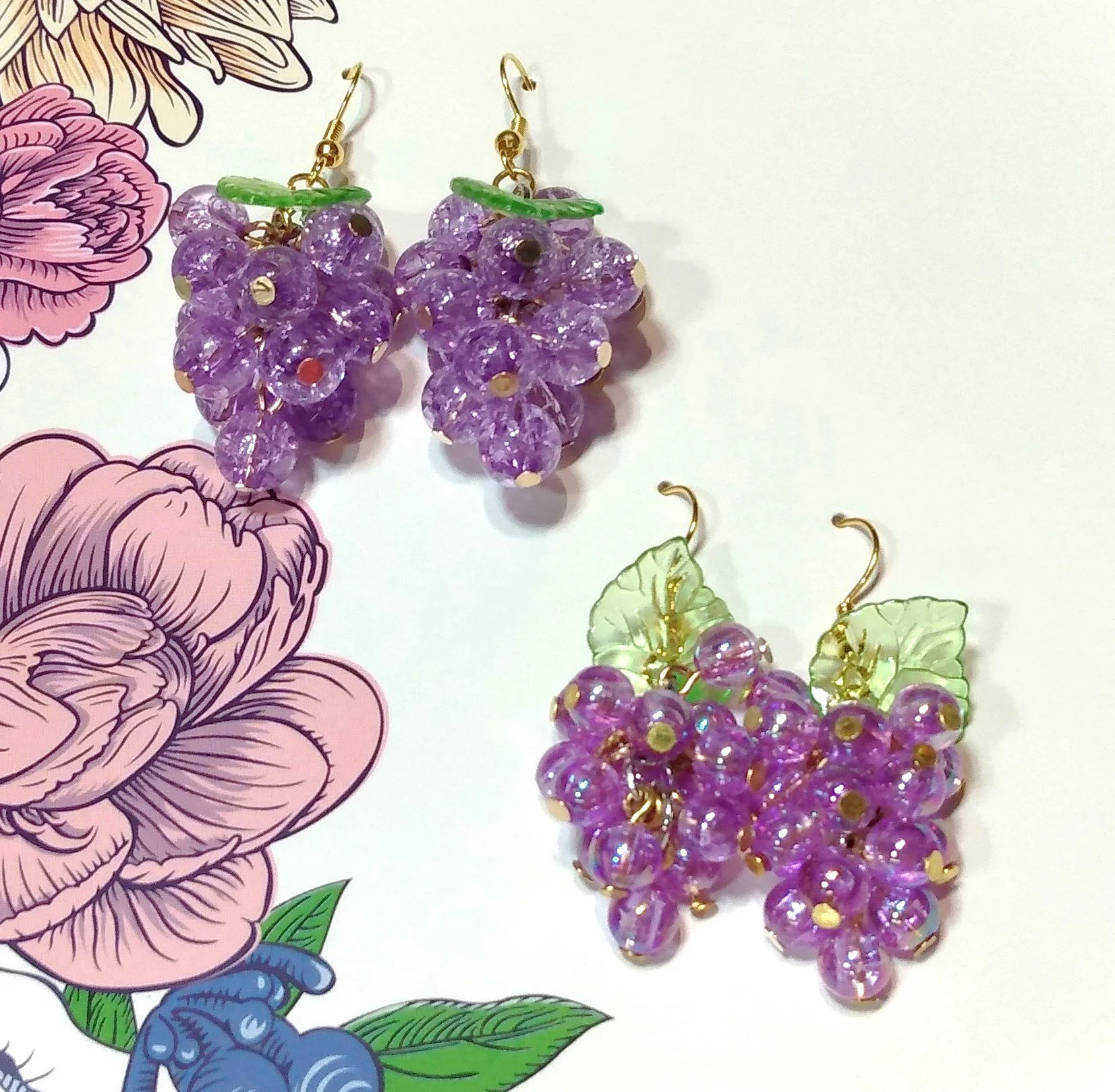 Glittering Grape Cluster Earrings