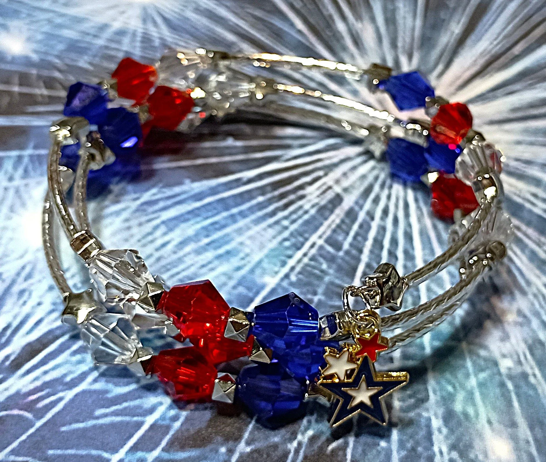 Patriotic Bicone Crystal Bracelet