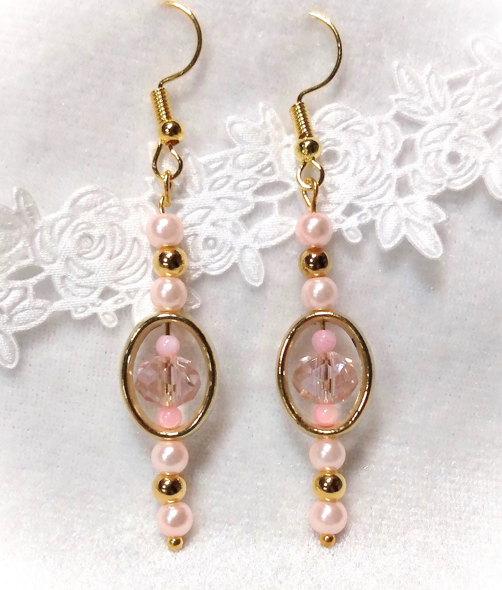 Pink Cameo Earrings
