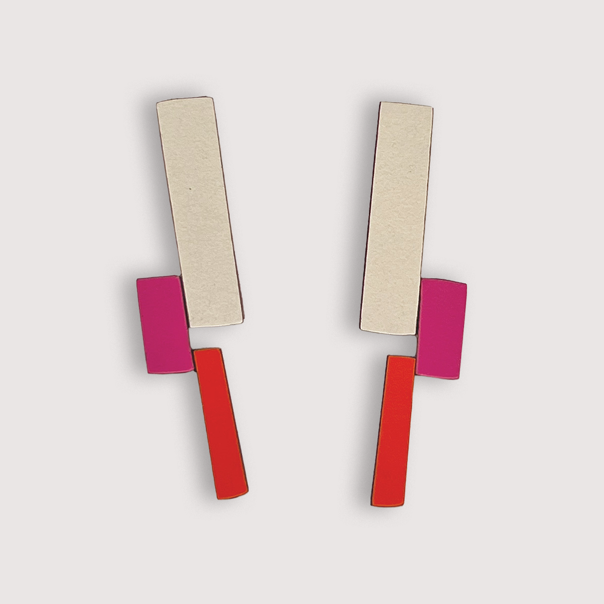 Zora | Colourful Formica and Wood Statement Earrings
