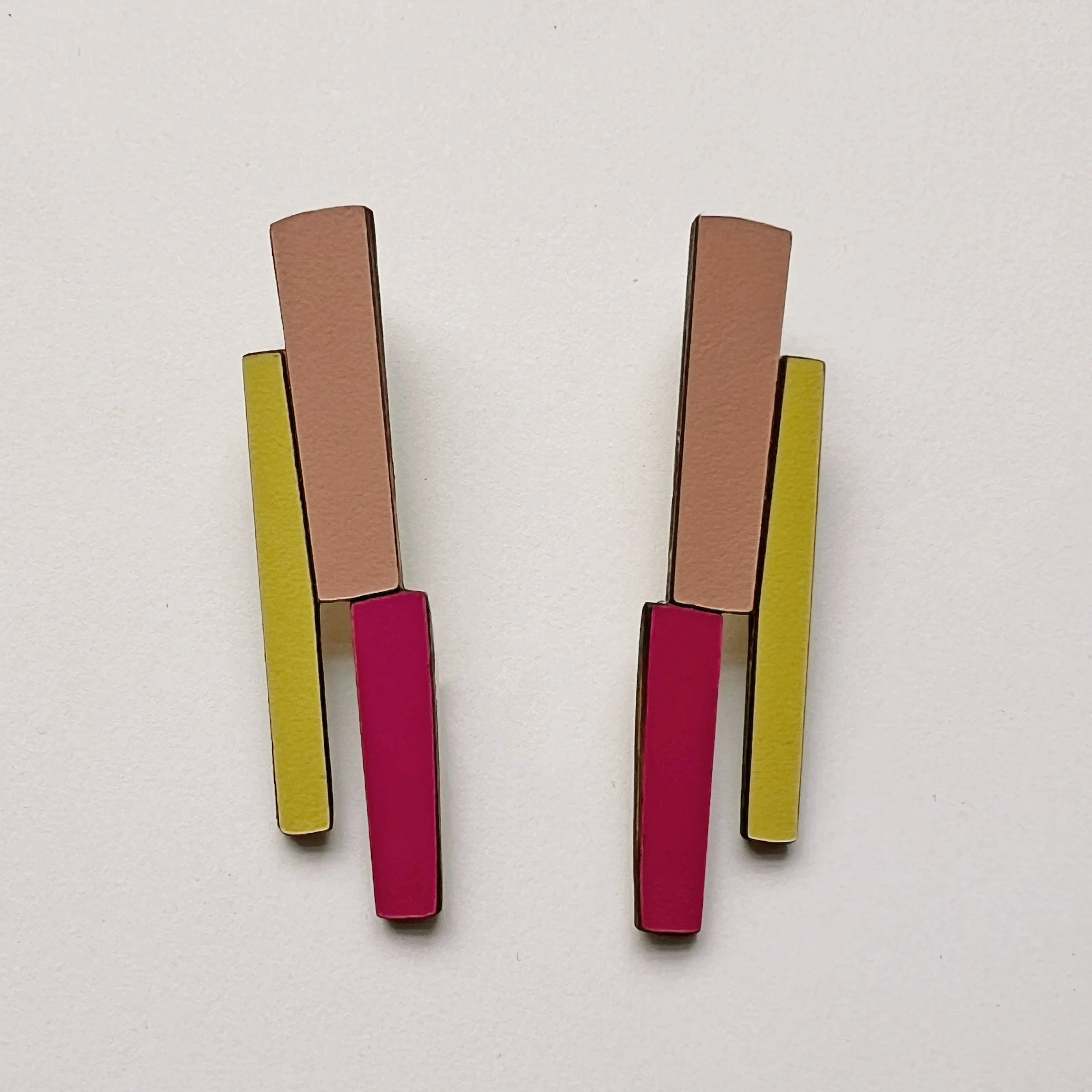 Iki | Colourful Formica and Wood Statement Earrings