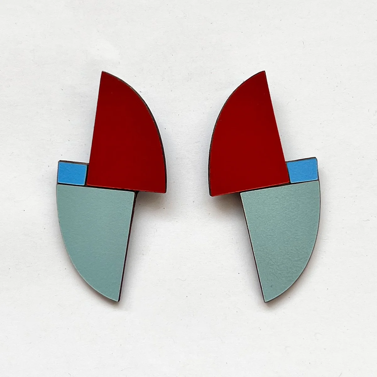 Kokoro | Colourful Formica and Wood Statement Earrings
