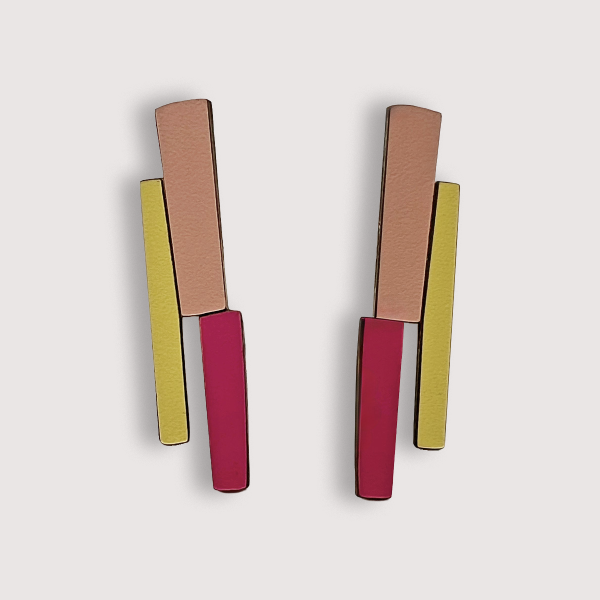 Iki | Colourful Formica and Wood Statement Earrings