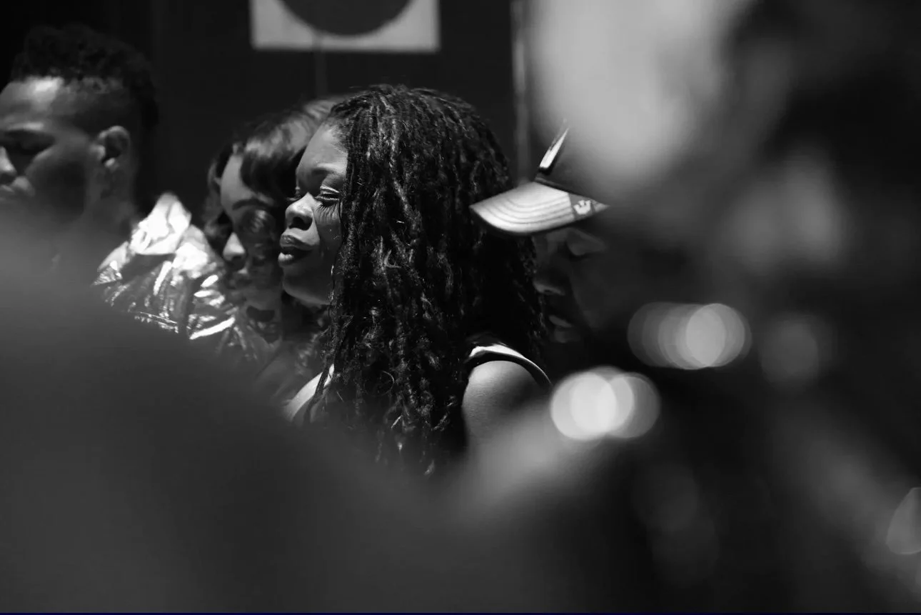 Tiffany Monique praying with performers of Renaissance Tour before the show, 2023