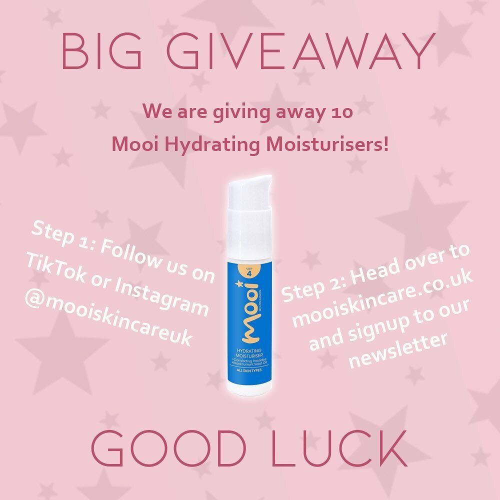 Big Giveaway!
Get your hands on a Mooi Hydrating Moisturiser - follow us here and signup to our newsletter at www.mooiskincare.co.uk - Good Luck ! #teenakincare #teenskin #giveaways