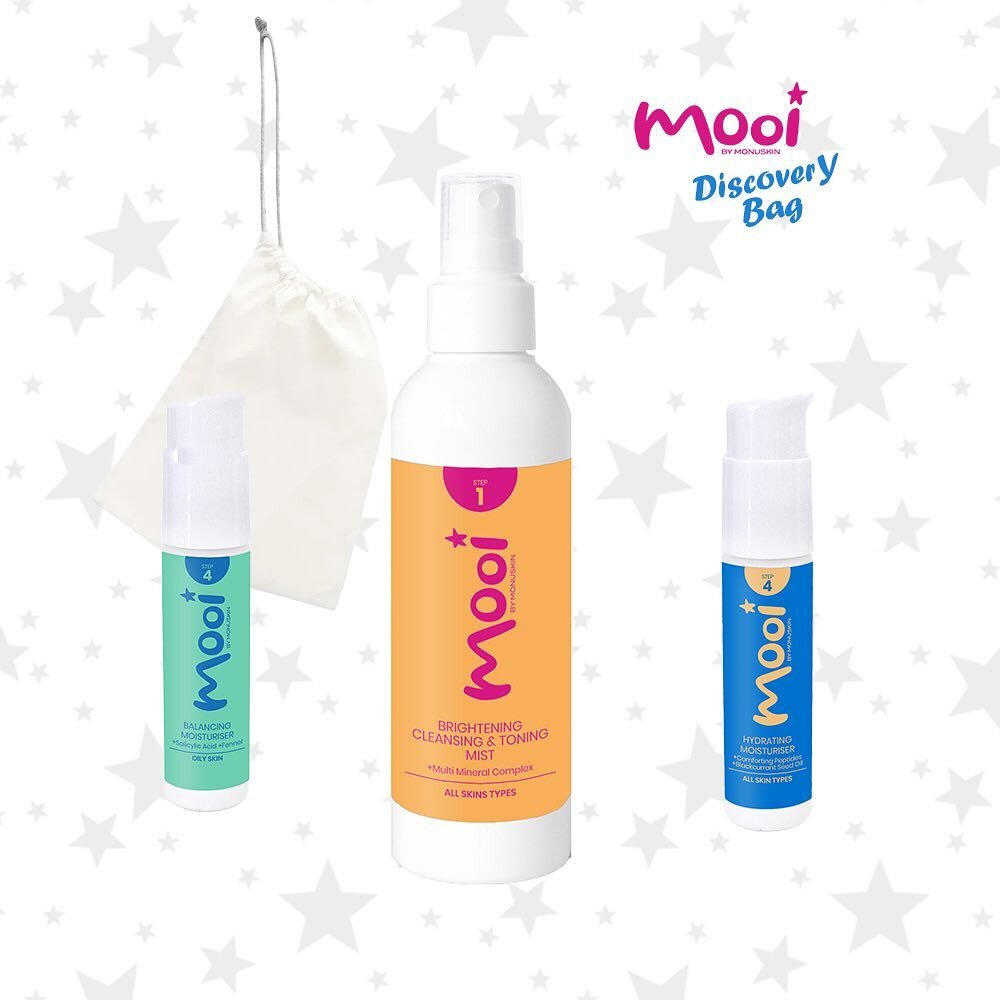 Discover your glow! Get 60% off Mooi Discovery skincare Bags - use coupon code : DISCOVERMOOI at www.mooiskincare.co.uk/shop/discovery-bag #mooi #skincare #glowskin #teenskincare