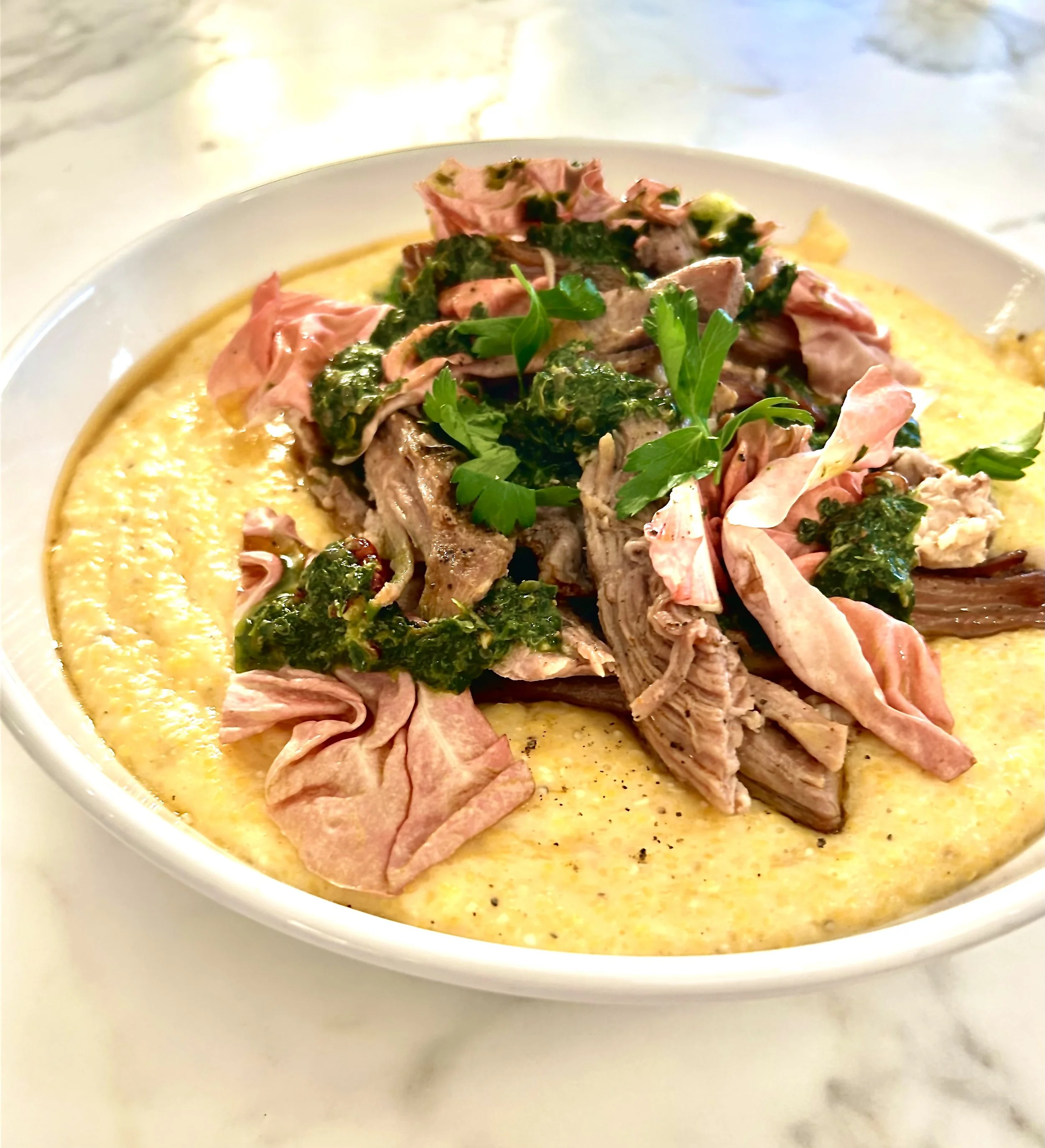 Coffee Rubbed Pork, Polenta, Radicchio