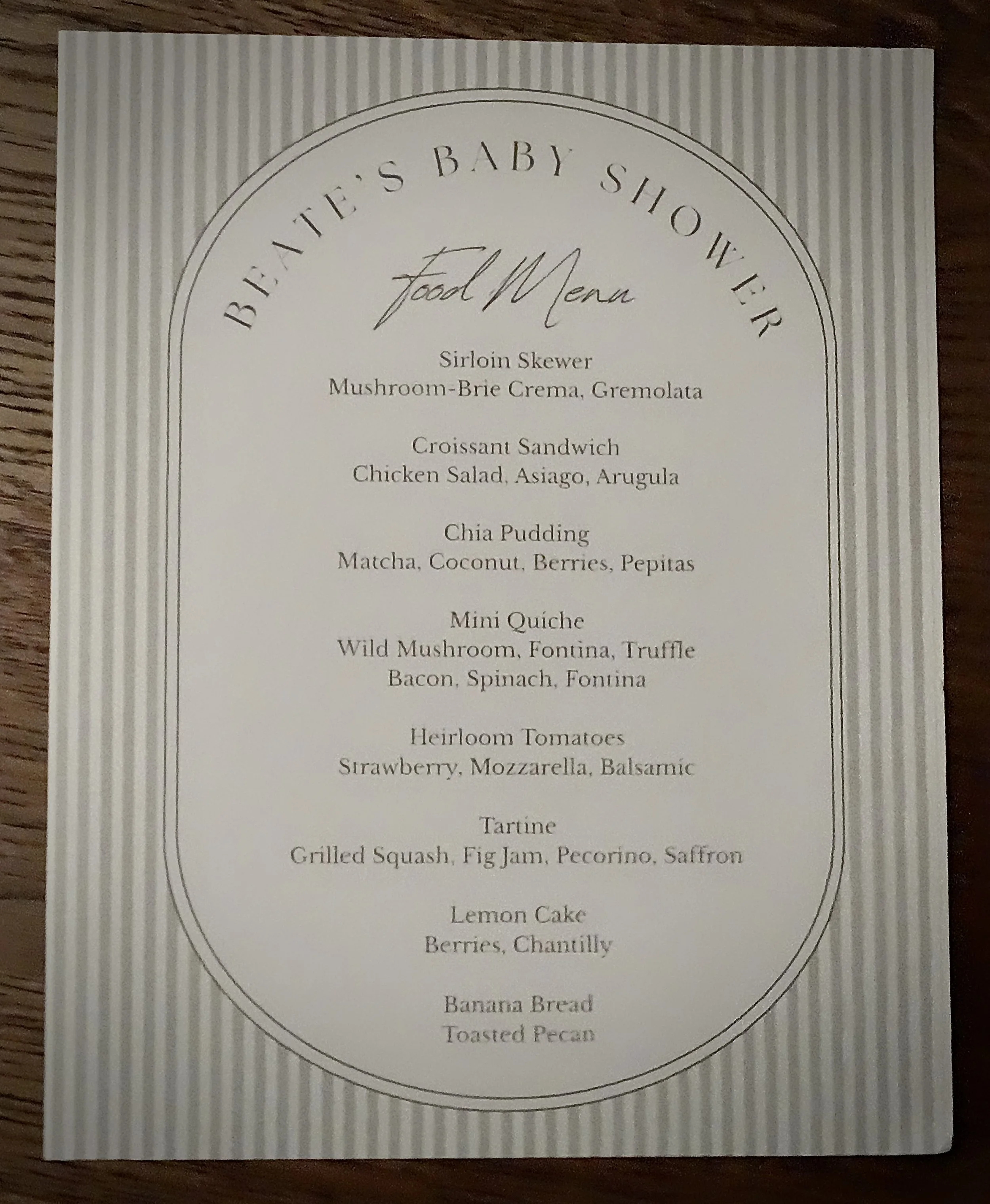 brunch menu for baby shower