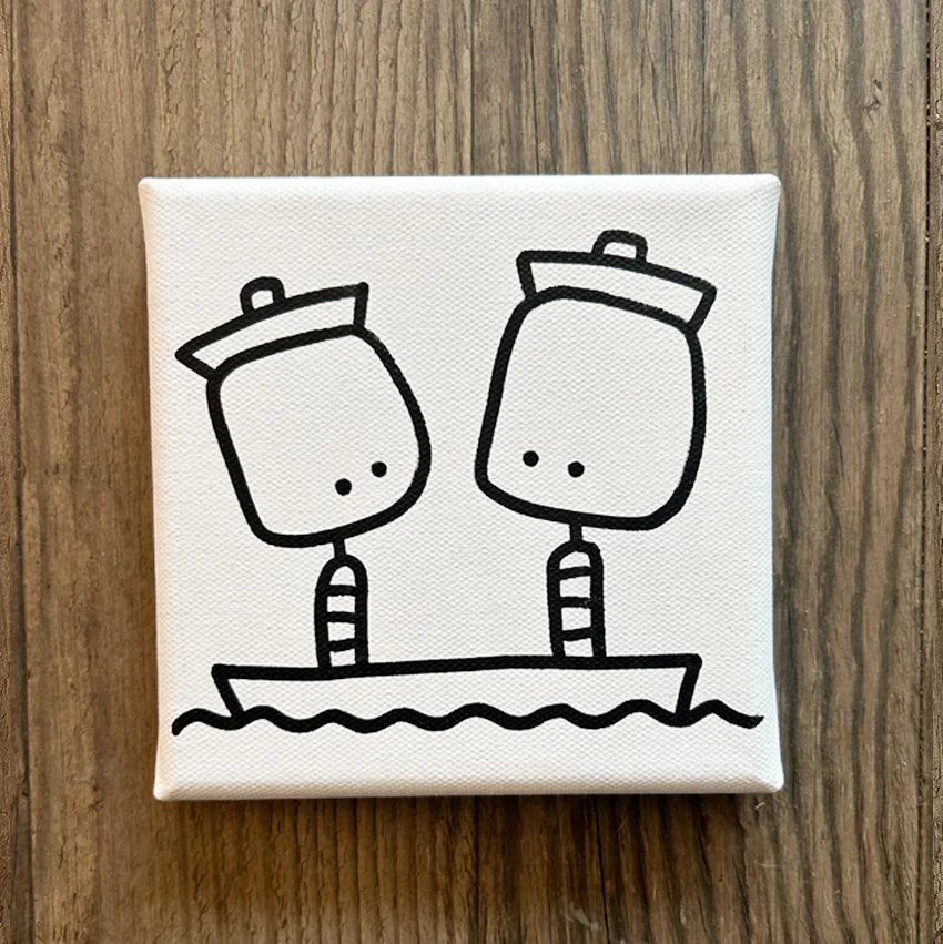 Leinwand 13x13 cm // seemaens im boot