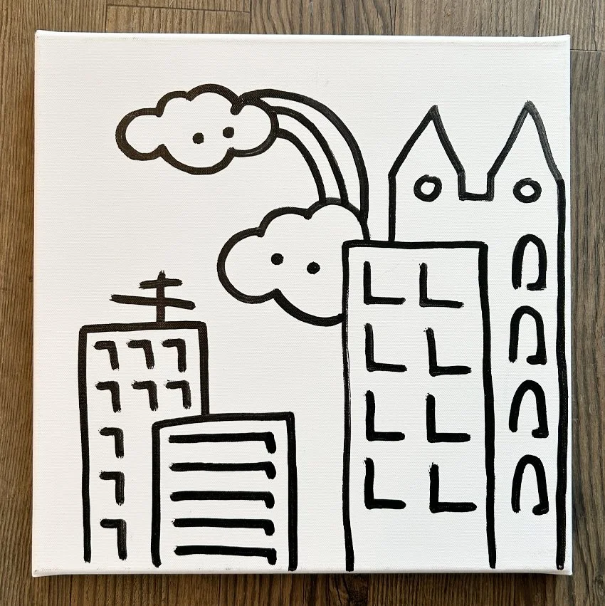 Leinwand 35x35 cm // stadtwolken