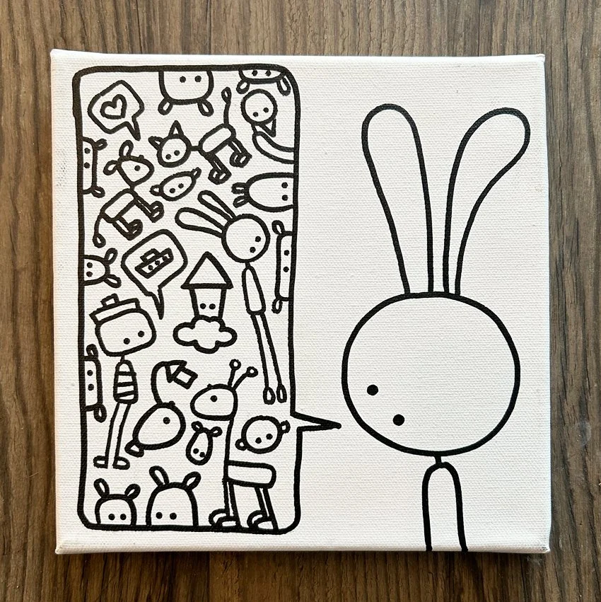 Leinwand 20x20 cm // hase sprechblase