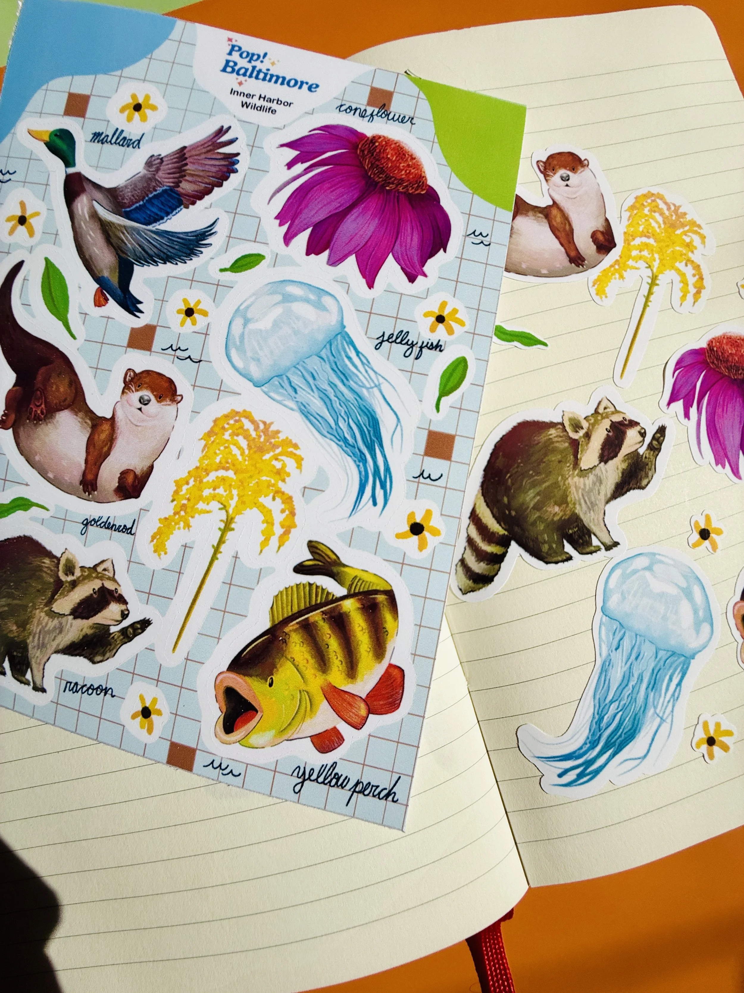 Baltimore Inner Harbor Wildlife Sticker Sheet - Baltimore, Maryland themed gifts and stationery 