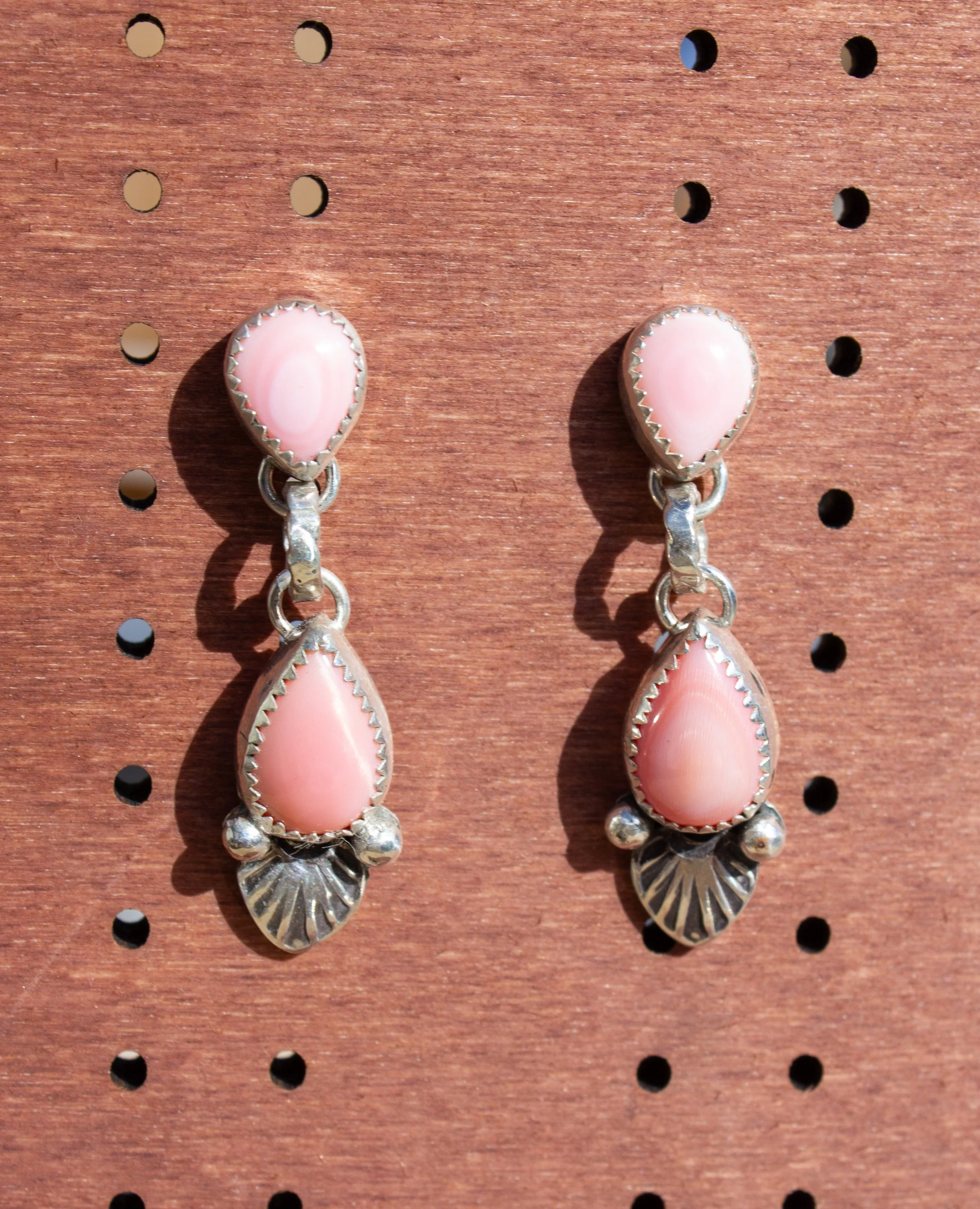 Pink Conch Stamped Earring