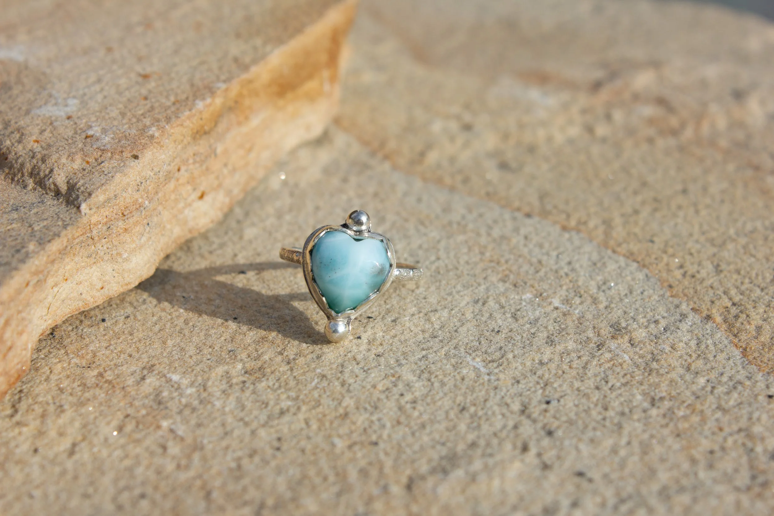 Larimar Heart Ring Size 7