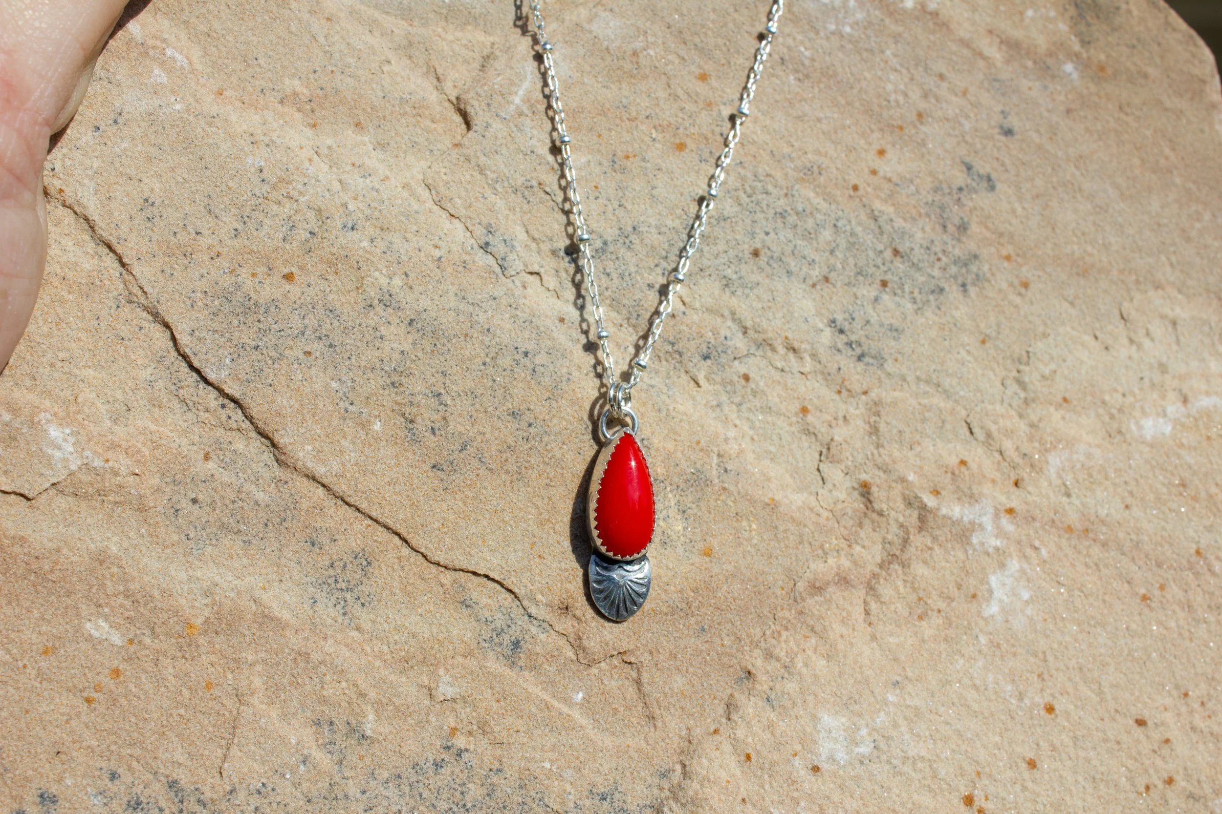Rosarita Teardrop Necklace with Sterling Silver Bezel