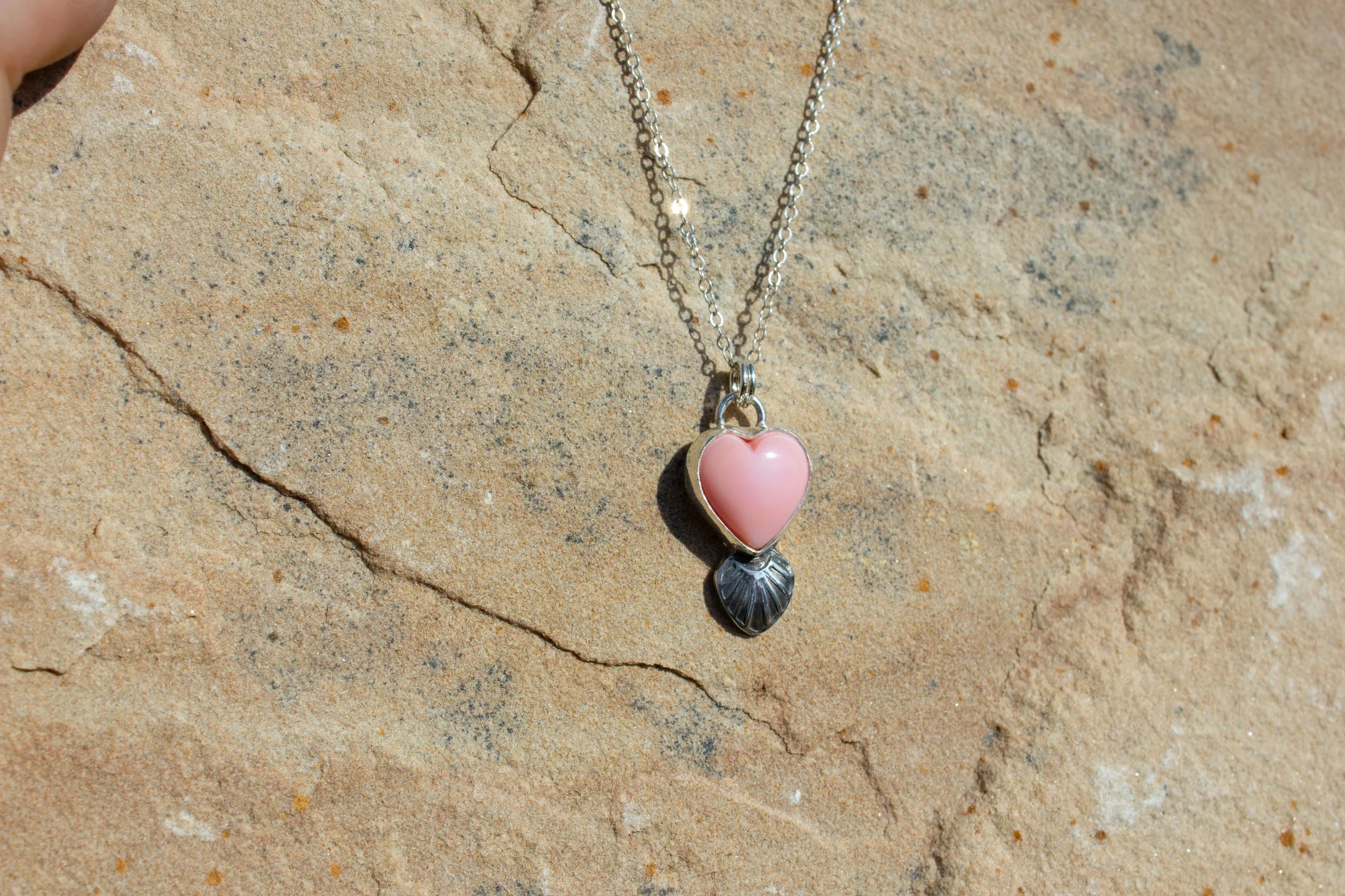 Pink Conch Heart Neacklace