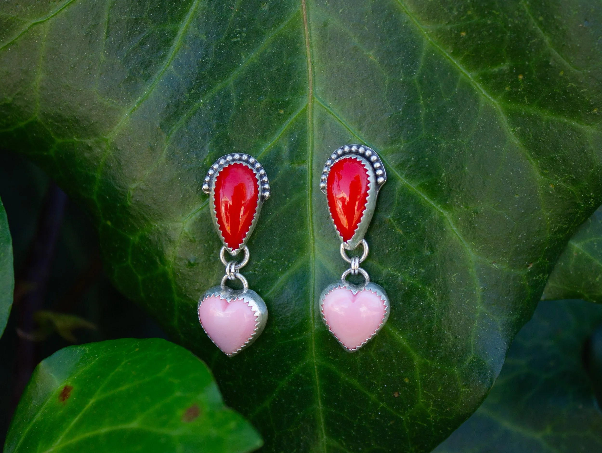 Rosarita and Pink Conch Dangle Earrings