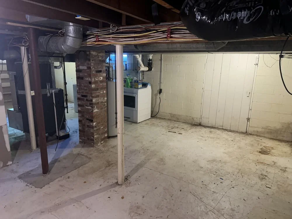 Clean, empty basement after PurgePros basement cleanout
