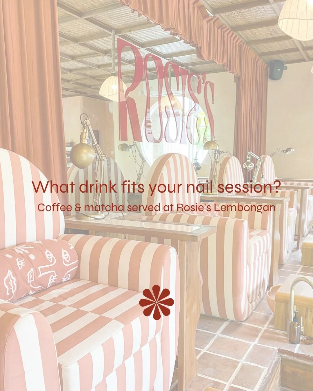 Your nail appointment just got better!

Swipe to discover our latte menu at Rosie&rsquo;s Lembongan ✨
Matcha, coffee, or something a little sweeter&hellip;

Pick your drink, sit back, and enjoy your moment while we take care of your nails.

Because i