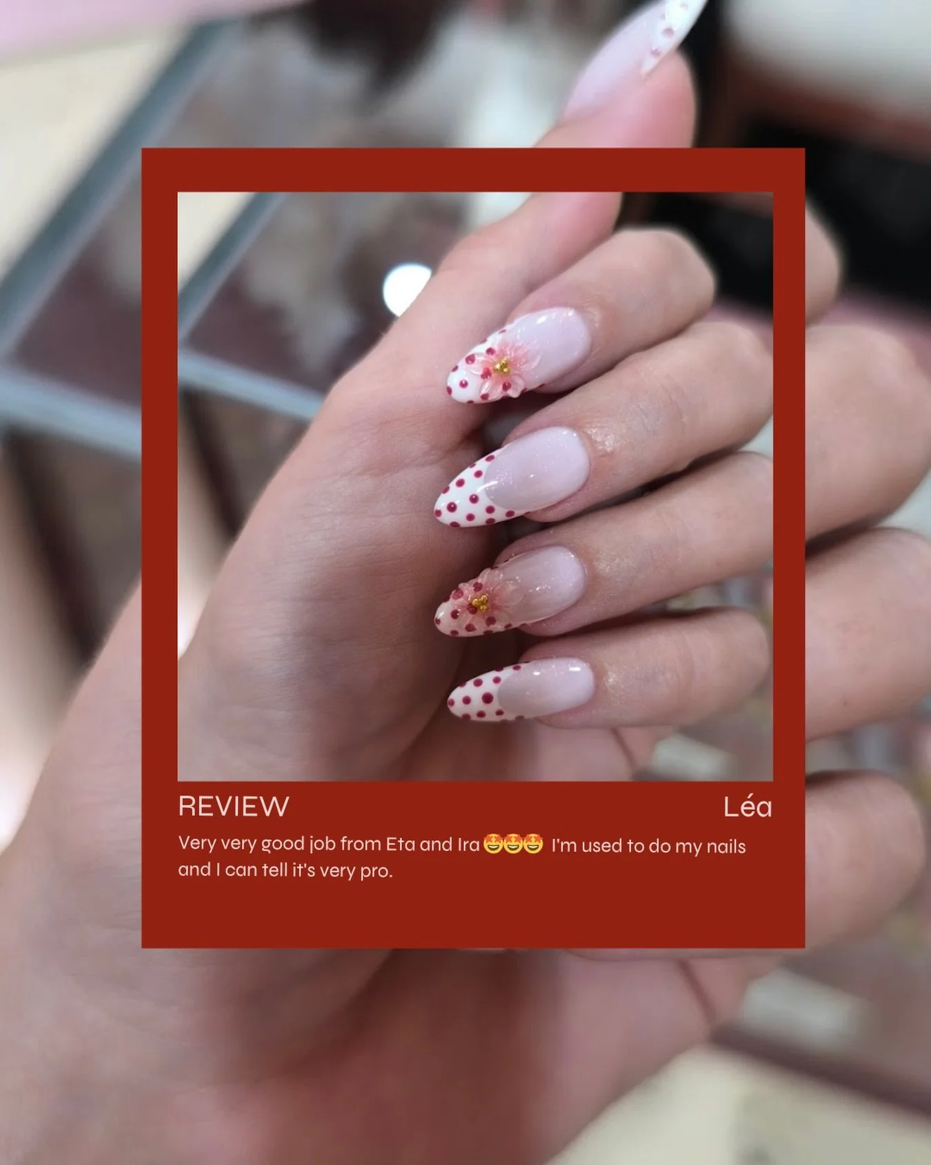 When a regular nail lover says it&rsquo;s very pro, we take it as the best compliment!

Beautiful work by Neta and Ira, thank you L&eacute;a for your lovely words ✨

#biabgel #gelbottlebiab #balinails #canggusalon #lembongansalon
