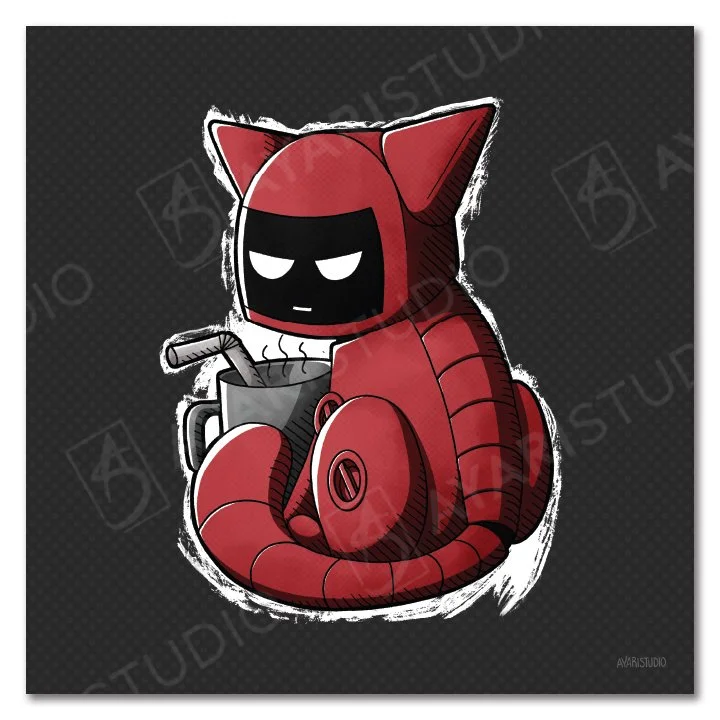 Grumpy Coffee Cat -
10x10" on heavy card stock