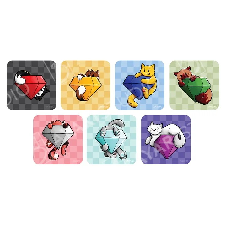 7pc Magnet Set Chaos Kitties - 1.5" each