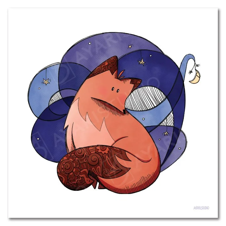 Scribble Fox -
10x10" on heavy card stock