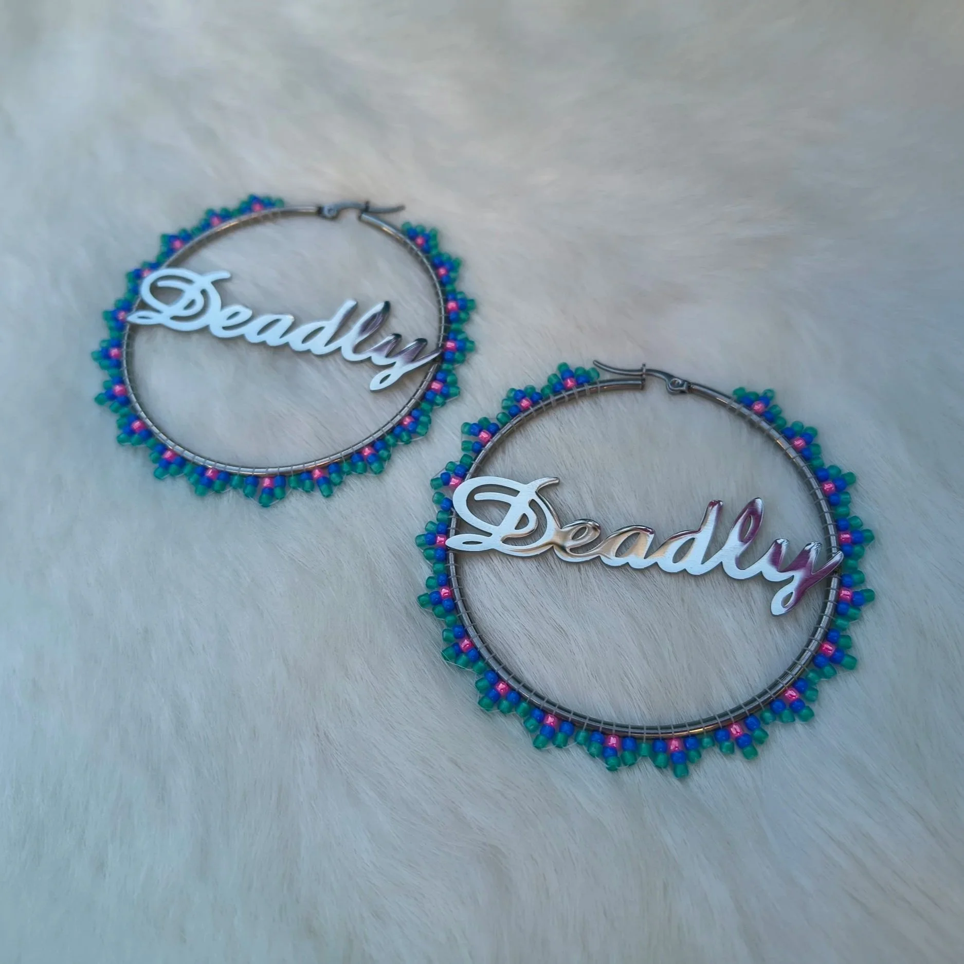 Beaded Deadly Hoop Earrings