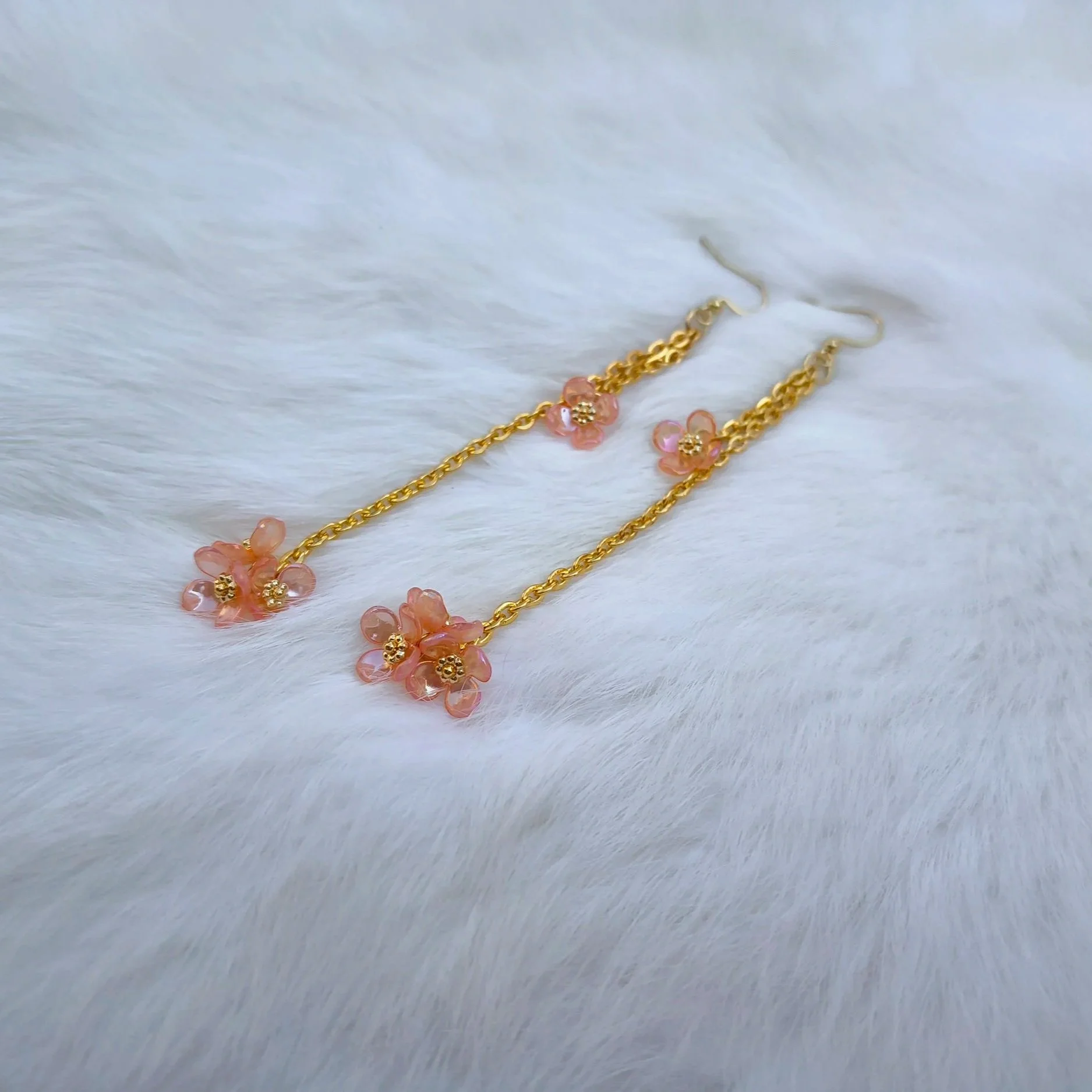 Orange Flower Dangle Earrings