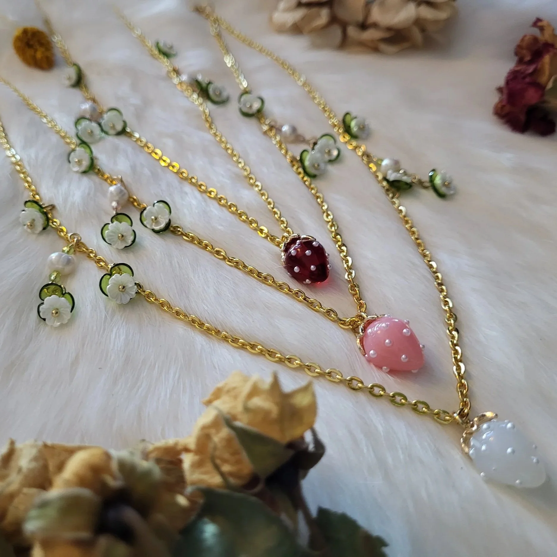 Strawberry Pearl Necklaces