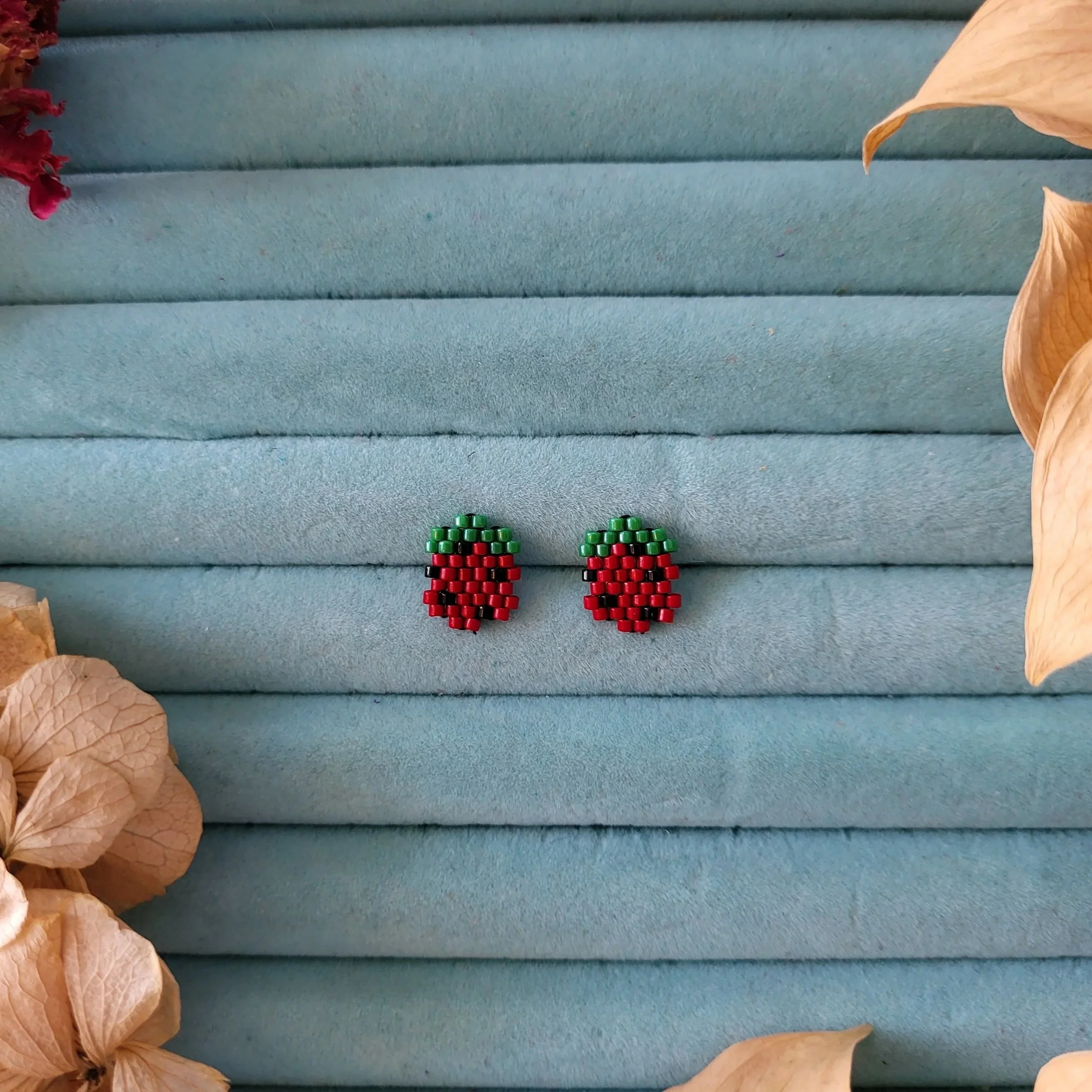 Beaded Raspberry Studs