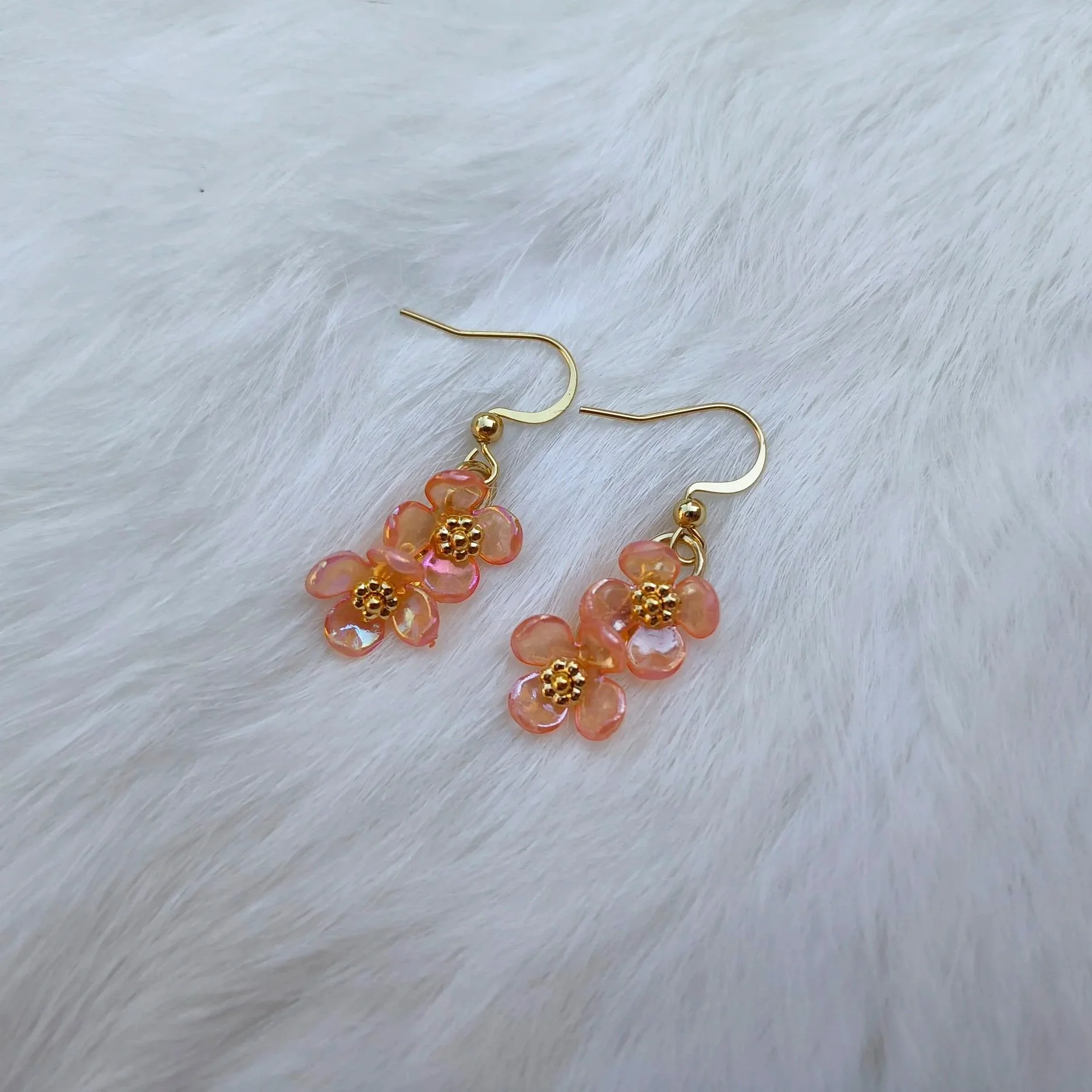 Orange Flower Earrings