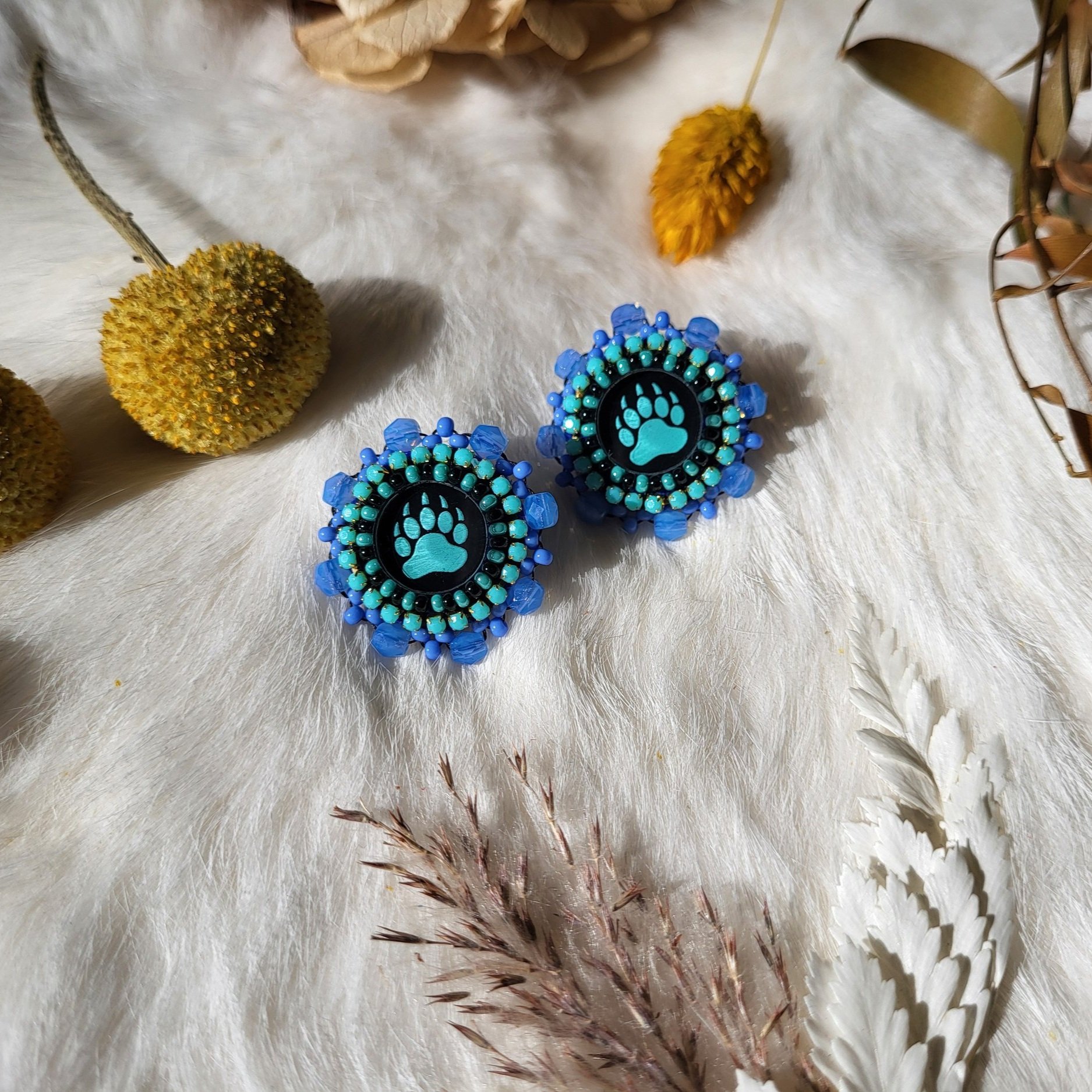 Beaded Bear Claw Earrings
