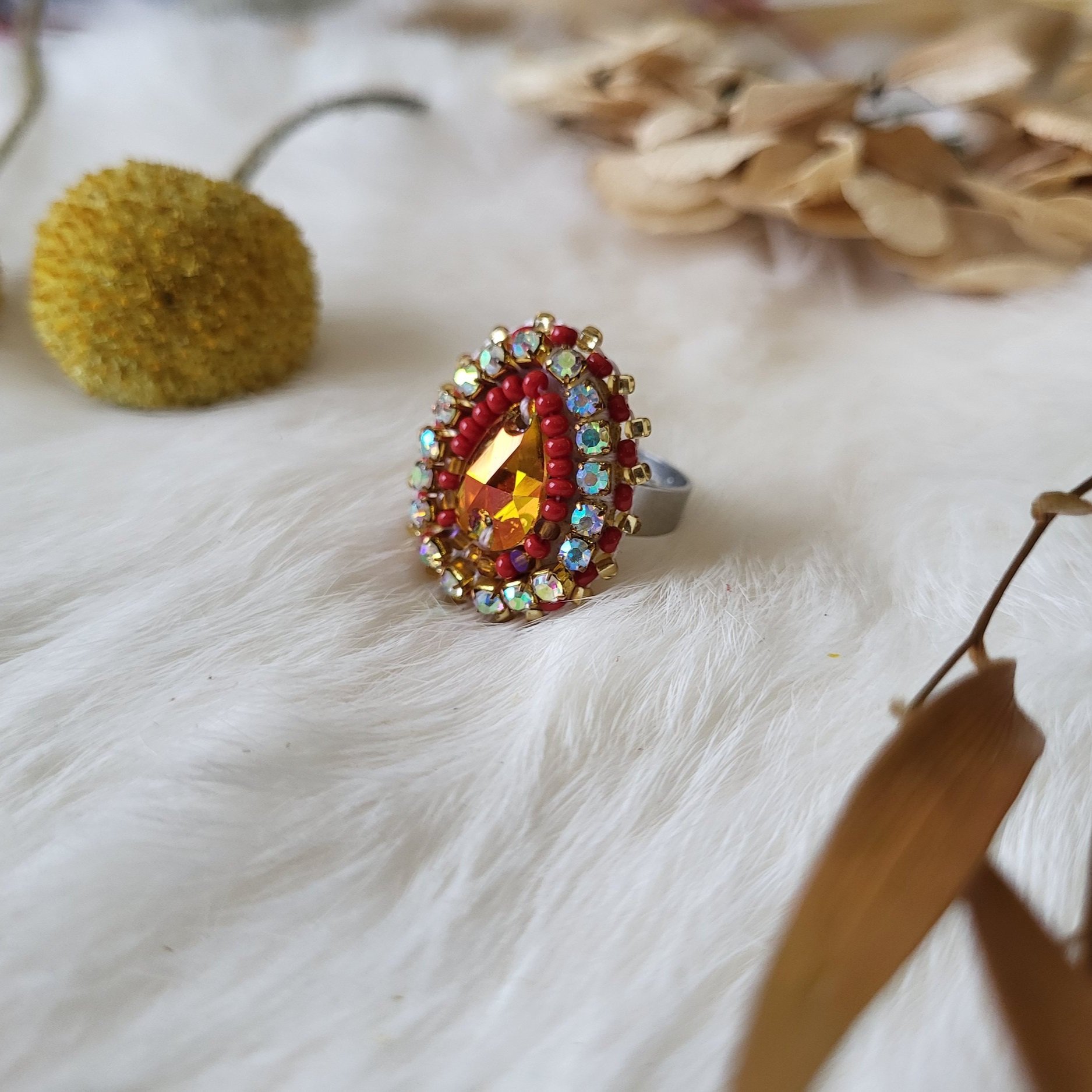 Beaded Red Ring