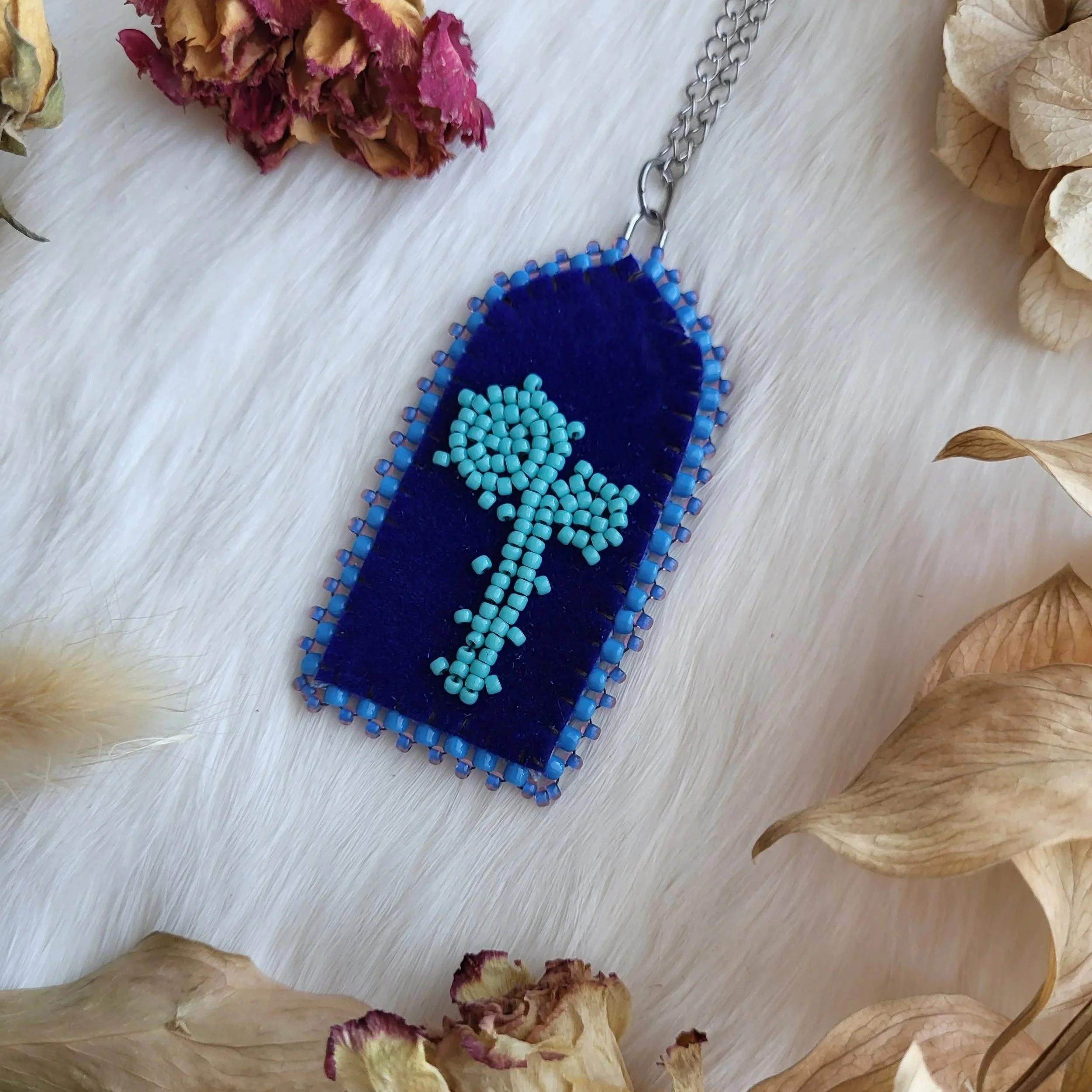 Beaded Fiddlehead Necklace