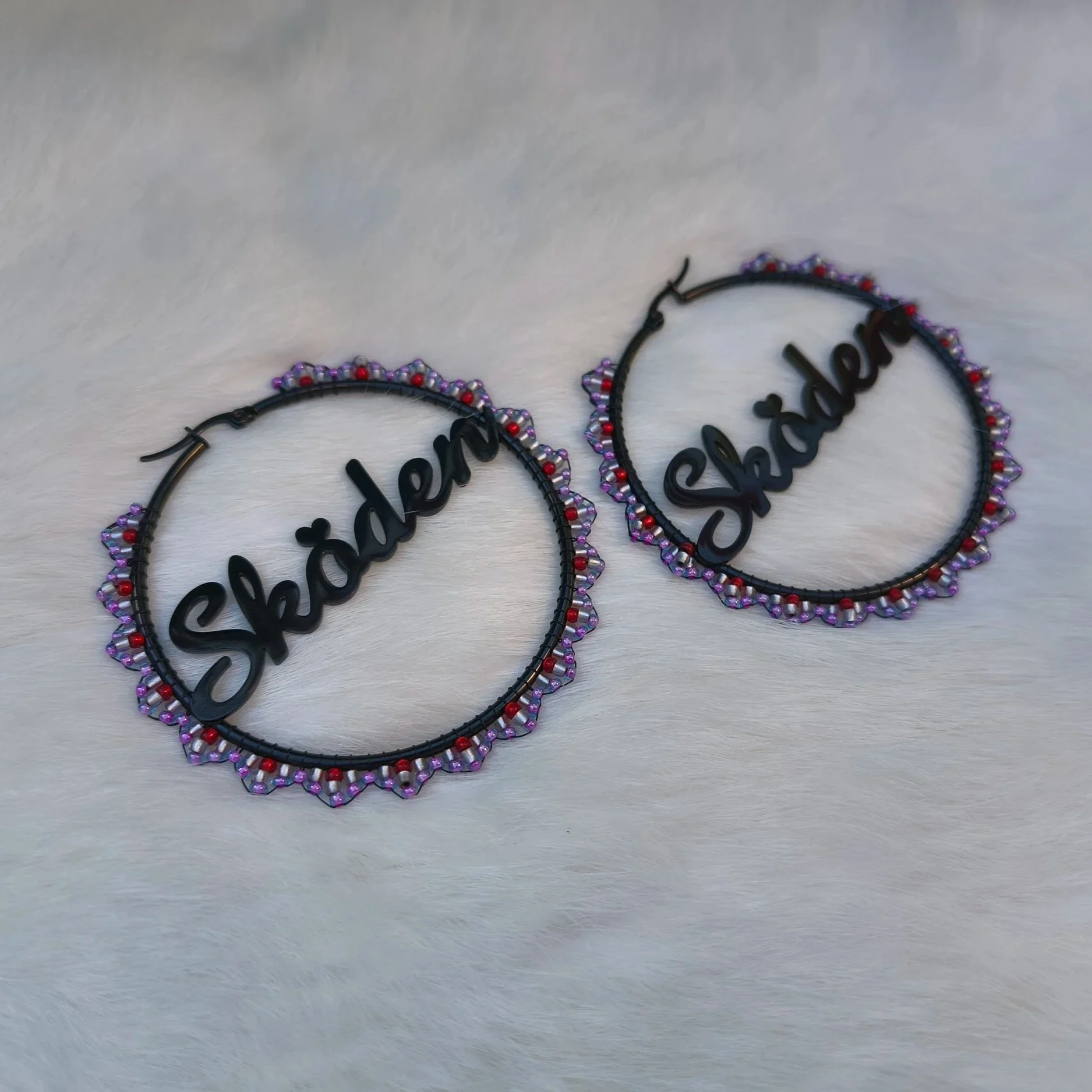 Beaded Skoden Hoop Earrings