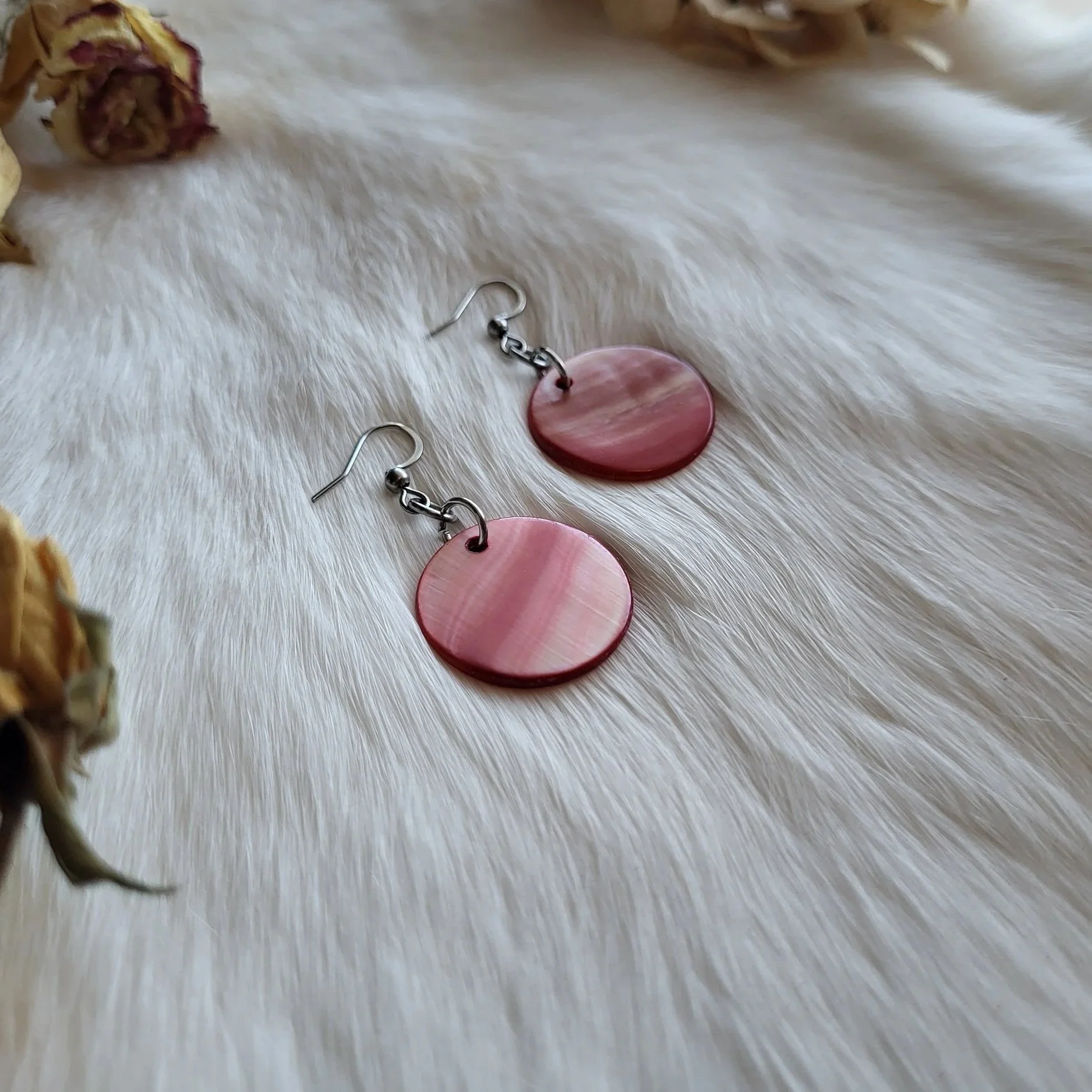 Fuchsia Shell Earrings