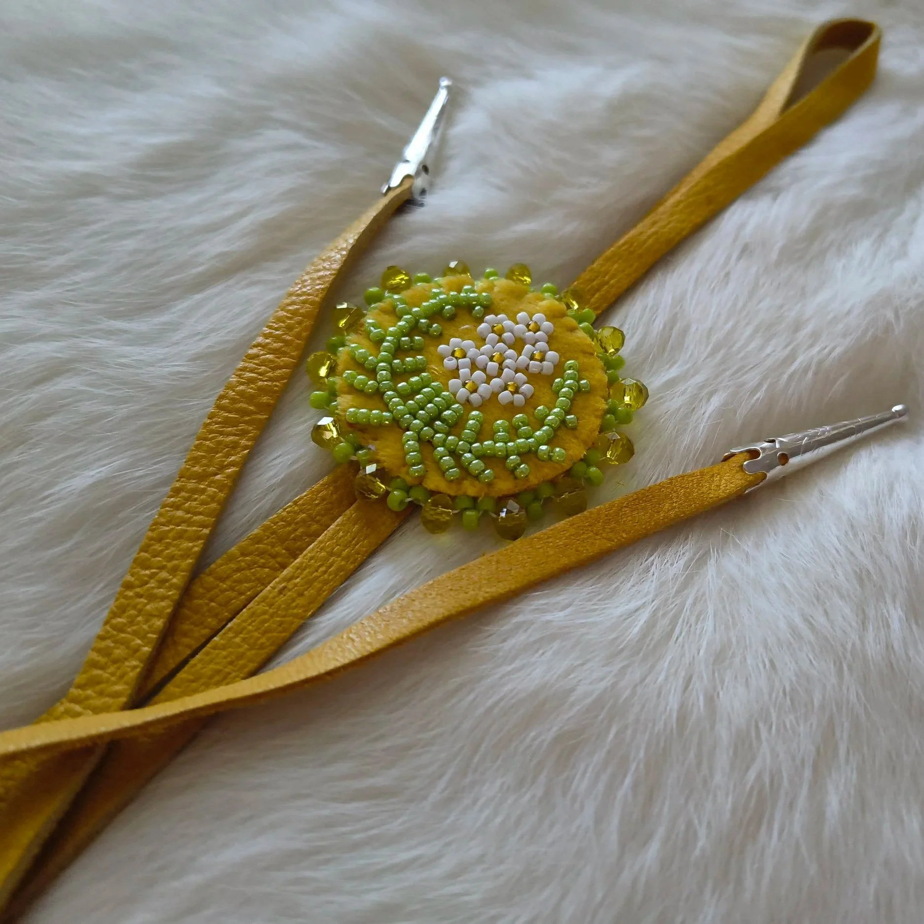 Beaded Yarrow Bolo Tie