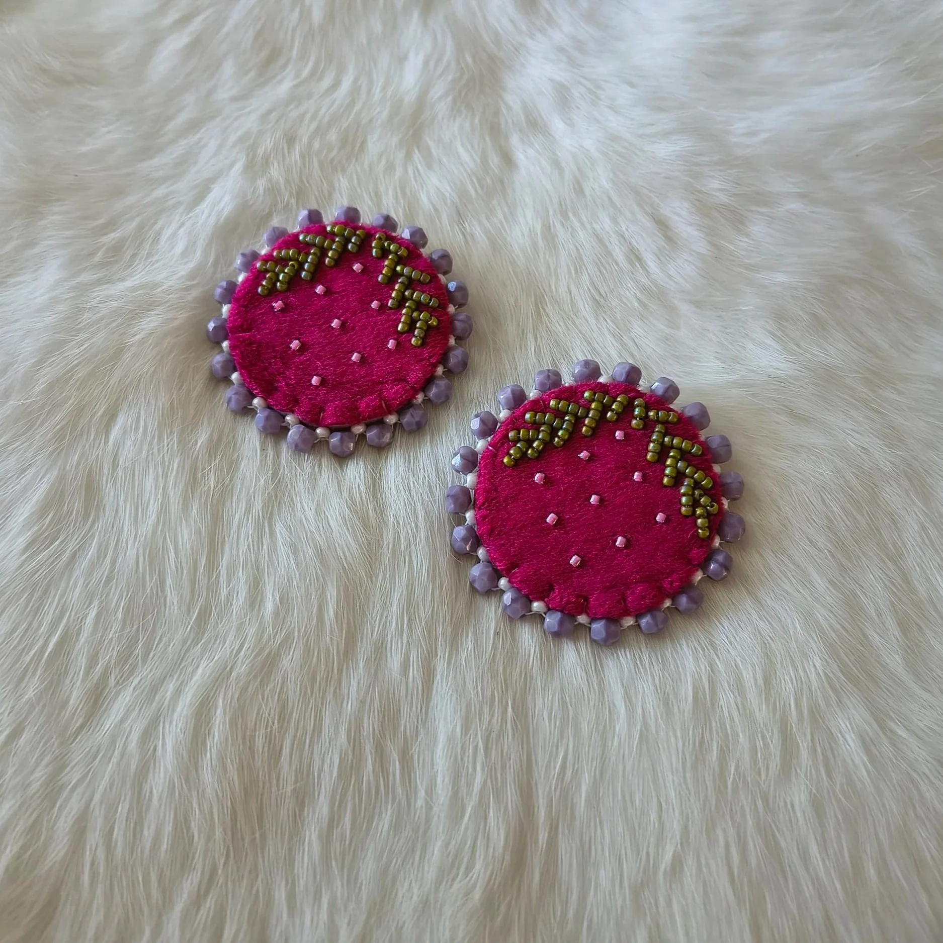 Beaded Raspberry Earrings